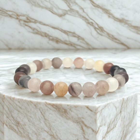 Violet Matte Agate Gemstone Bracelet | 8mm Handmade Crystal Jewelry - Picture 1 of 10